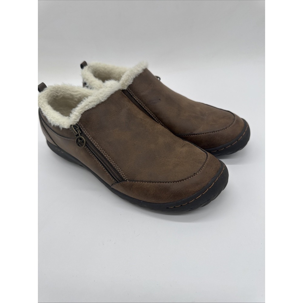 J Sport Women's Eleanor Side Zip Faux Fur Line Booties Shoes 10 Brown